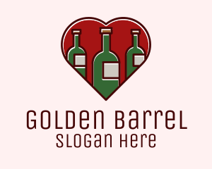 Heart Wine Bottles logo design