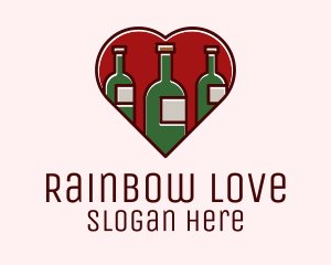 Heart Wine Bottles logo design