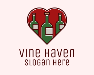 Heart Wine Bottles logo design