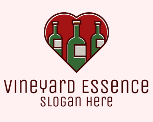 Heart Wine Bottles logo design