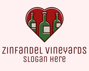 Heart Wine Bottles logo design