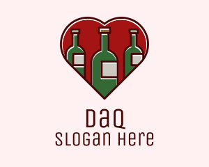 Romantic - Heart Wine Bottles logo design