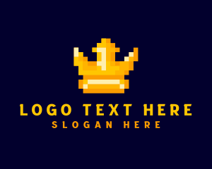 8-bit - Pixelated Game Crown logo design