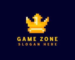 Pixelated Game Crown logo design