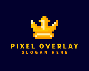 Pixelated Game Crown logo design