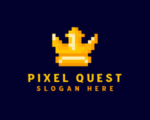 Pixelated Game Crown logo design