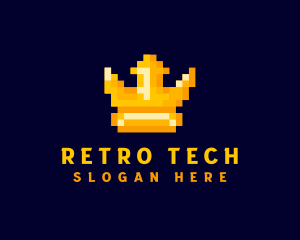 Pixelated Game Crown logo design