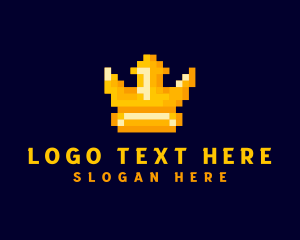 Pixelated Game Crown Logo