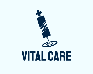 Blue Medical Syringe  logo design