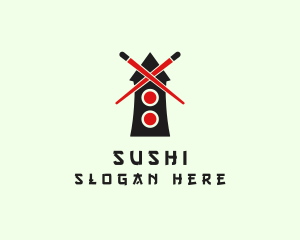 Asian Chopsticks Windmill logo design