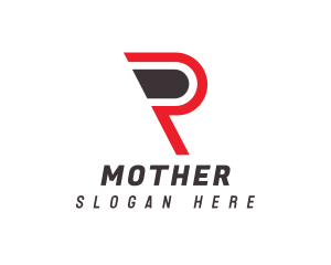 Modern Red P Outline Logo
