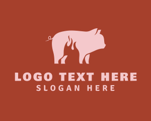 Flame - Pork Pig Roast Grill logo design