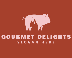 Pork Pig Roast Grill logo design