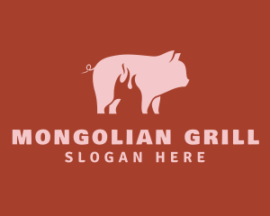 Pork Pig Roast Grill logo design