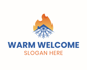 Flame Snowflake House logo design