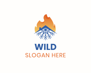 Temperature - Flame Snowflake House logo design