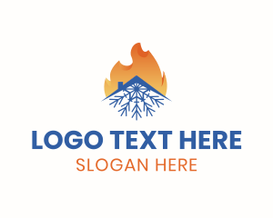 Warm - Flame Snowflake House logo design