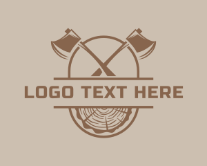 Lumber Mill - Lumberjack Axe Log logo design