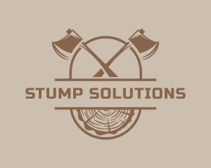 Stump - Lumberjack Axe Log logo design