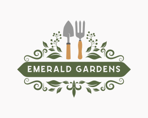 Gardening Trowel Fork Tools logo design