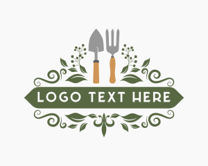 Trowel - Gardening Trowel Fork Tools logo design