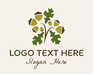 Plant - Acorn Fall Leaves logo design
