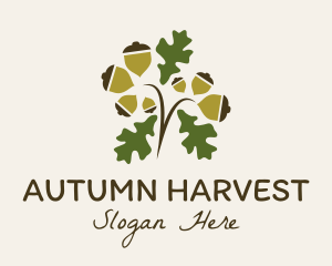 Acorn Fall Leaves  logo design