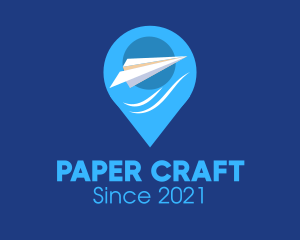 Paper Plane Location Pin logo design