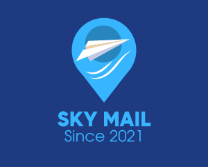 Paper Plane Location Pin logo design