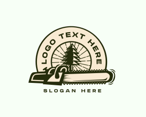 Badge - Logging Chainsaw Tree logo design