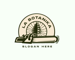 Logging Chainsaw Tree Logo