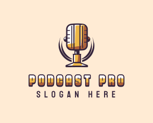 Podcaster - Media Podcaster Microphone logo design