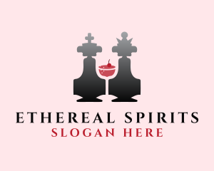 Spirits - Chess Piece Wine Glass logo design