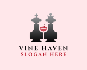 Chess Piece Wine Glass logo design