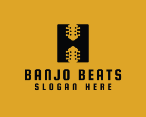 Banjo - Acoustic Guitar Letter H logo design