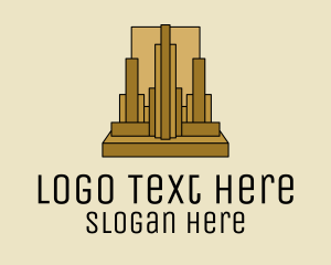 Urban Planning - Gold Skyscraper Realty logo design