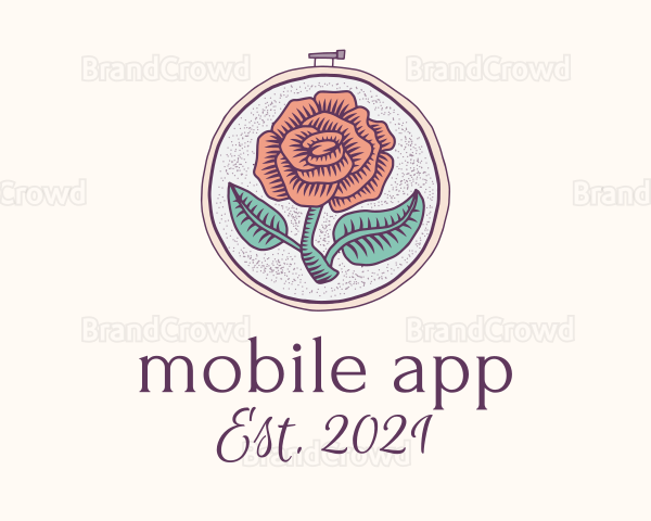 Rose Plant Embroidery Logo