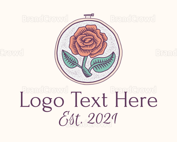 Rose Plant Embroidery Logo