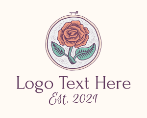 Needleworker - Rose Plant Embroidery logo design