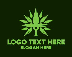 Cbd Oil - Spikey Cannabis Plant logo design