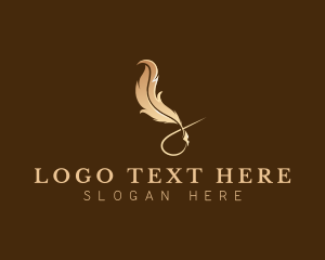Signature - Elegant Plume Quill logo design