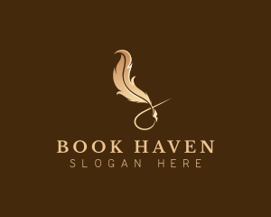 Bookstore - Elegant Plume Quill logo design