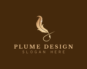 Elegant Plume Quill logo design