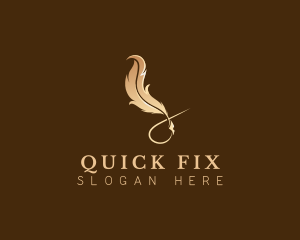 Elegant Plume Quill logo design