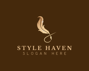 Writer - Elegant Plume Quill logo design