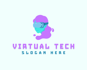 Virtual - VR Headset Gamer logo design