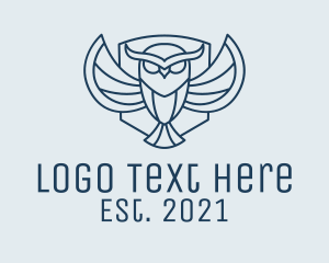 Perchery - Blue Owl Outline logo design