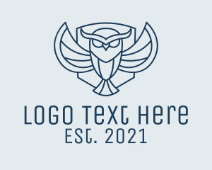 Barn Owl - Blue Owl Outline logo design