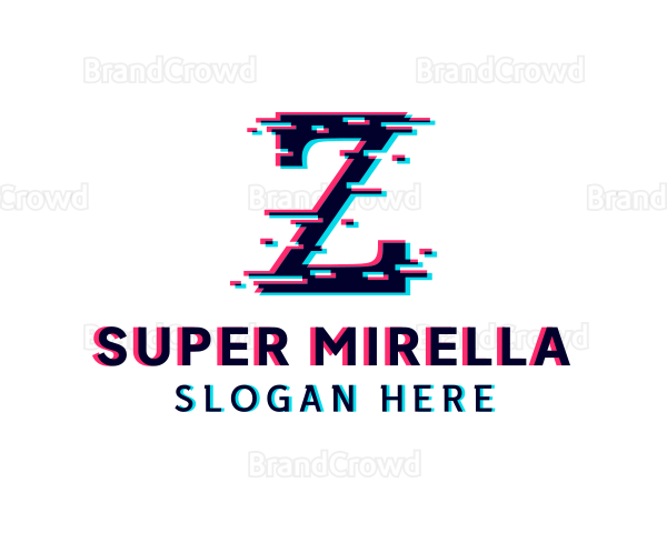 Pixel Glitch Letter Z Logo