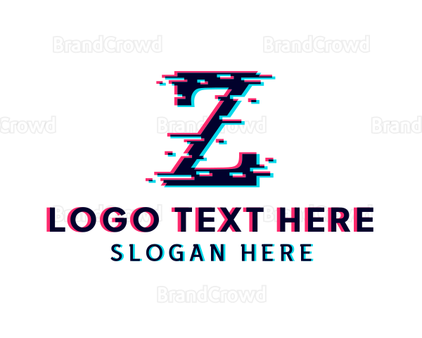 Pixel Glitch Letter Z Logo